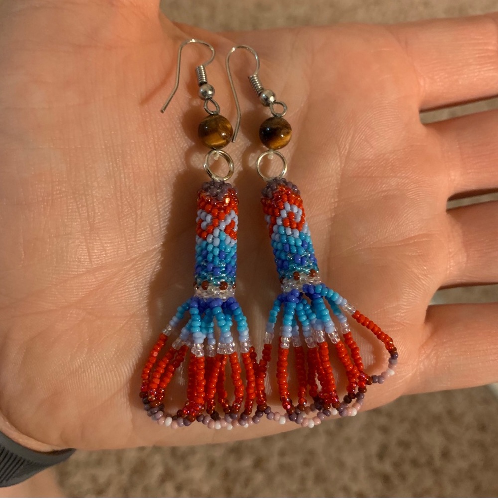 Hand-beaded New Mexico earrings